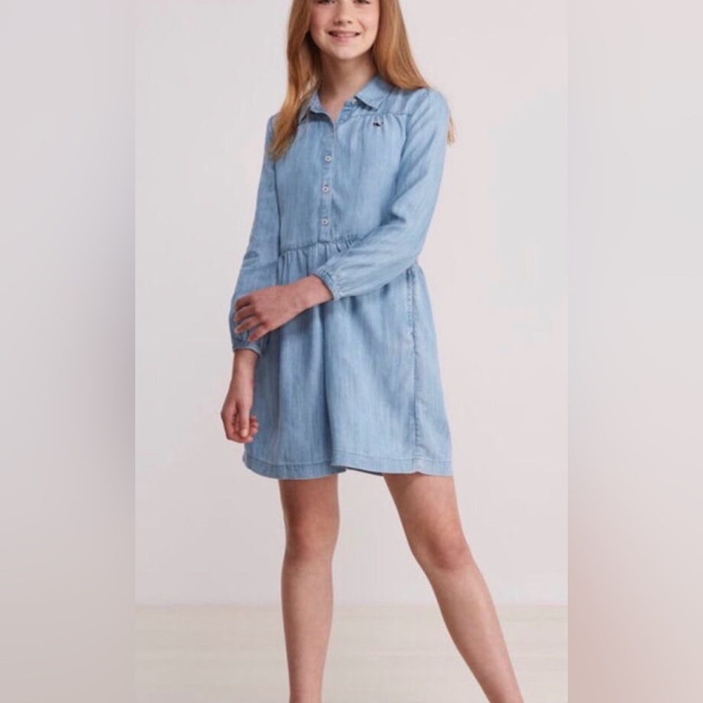 Vineyard Vines‎ Chambray Blue Girls Long Sleeve Dress